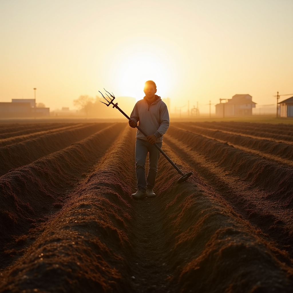 Pilas de compostaje agroindustrial al aire libre en un campo argentino